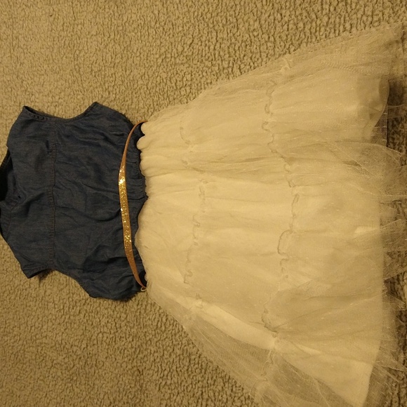 Knitworks dainty denim & white tulle belted country style dress - Picture 6 of 6